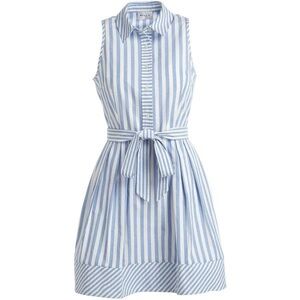 Milly Breton Sleeveless Striped Shirtdress $ 410 blue pleated dress